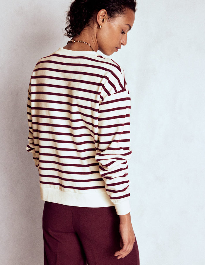 Button Detail Sweatshirt Deep Wisteria, Ivory