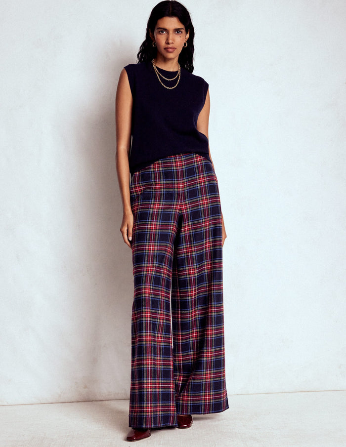 Belgravia Wool Pants Navy, Green and Red Check