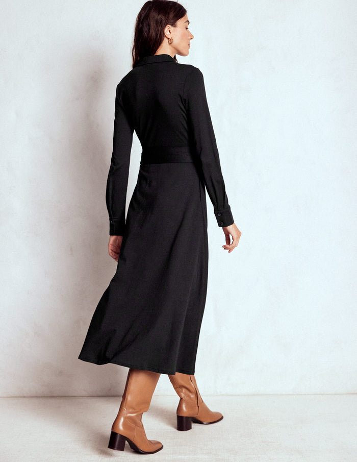 Marcia Jersey Shirt Dress Black