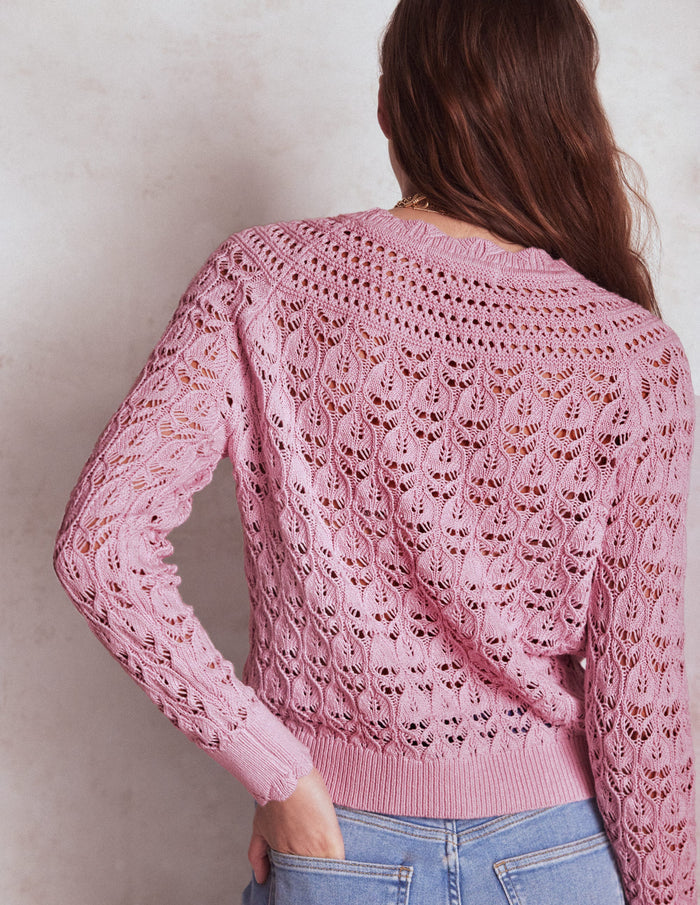 Crochet Mix Stitch Sweater Formica Pink