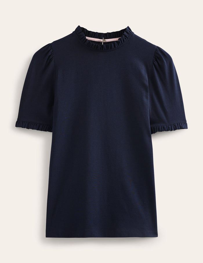 Supersoft Frill Detail T-shirt Navy