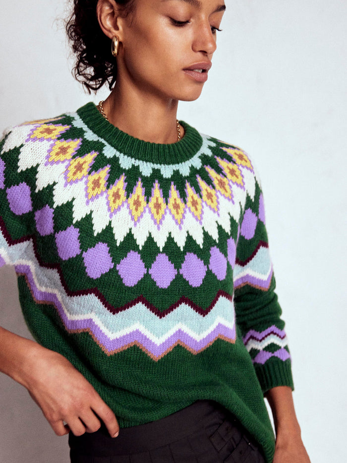 Eleanor Fair Isle Sweater Courtyard Melange