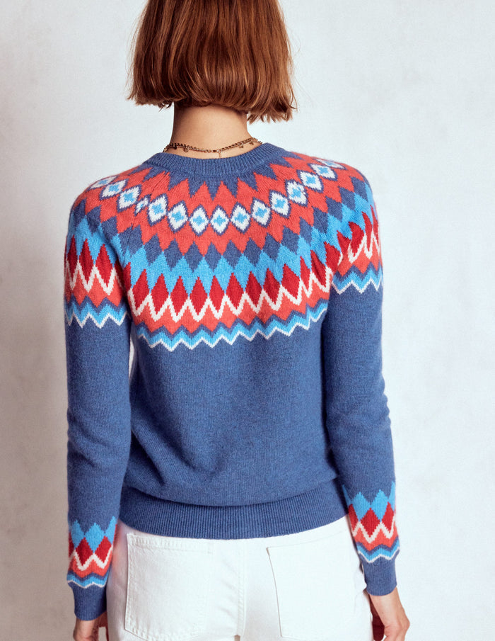 Edie Fair Isle Cardigan Blue Fair Isle