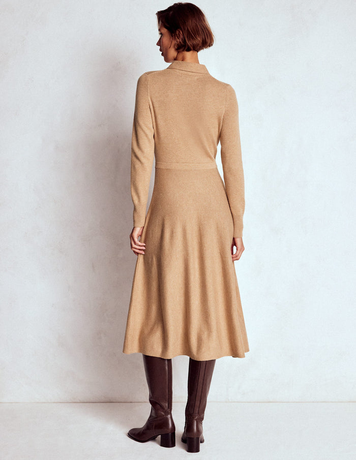 Knitted Bow Dress Camel Melange
