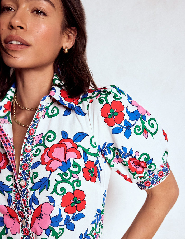 Alexa Maxi Shirt Dress Multi, Ornamental Lattice
