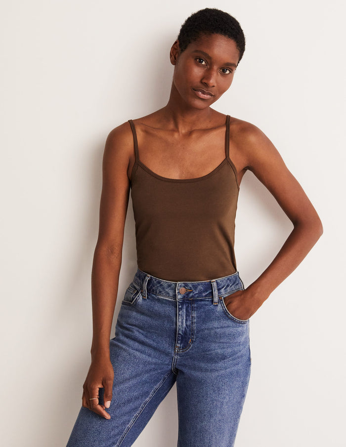 Plain Cami Top Deep Brown