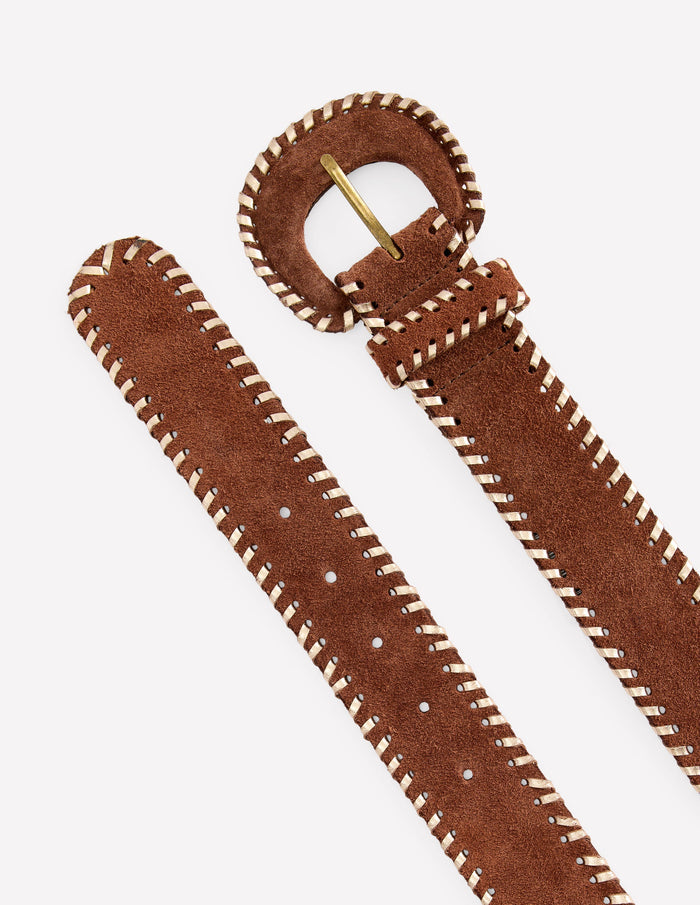 Covered Whipstitch Belt Tan