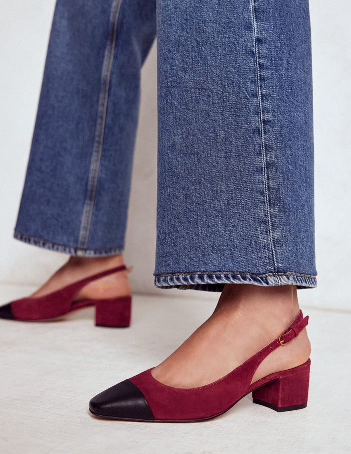 Ailsa Block Heel Slingbacks Oxblood
