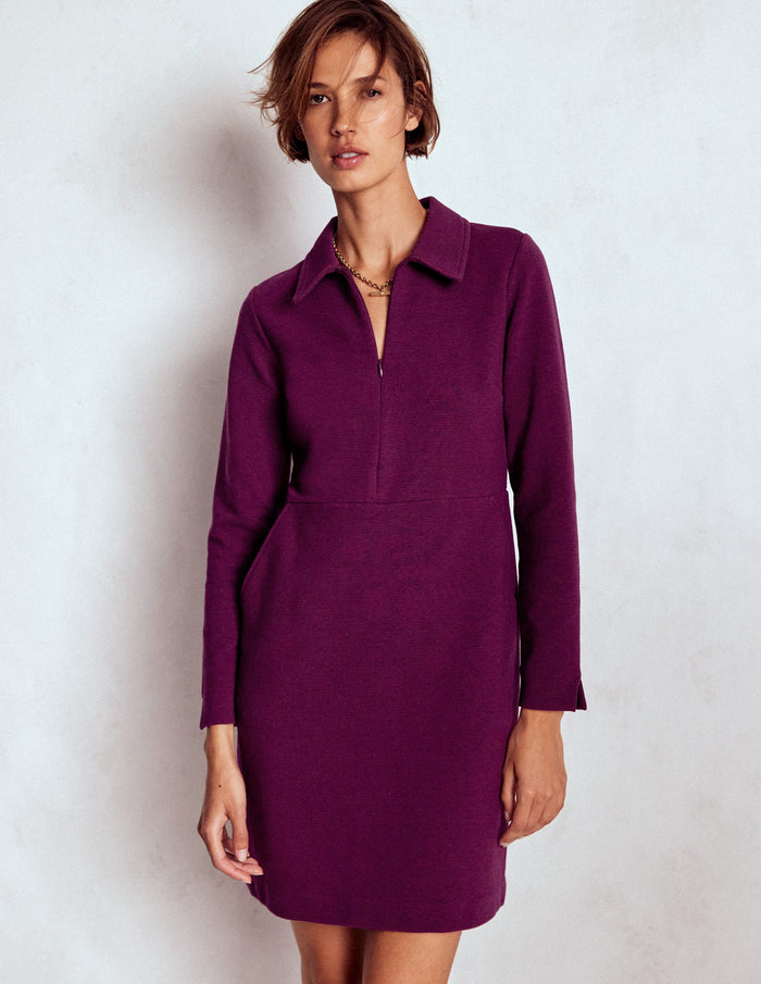 Cam Zip-up Ottoman Dress Plum Jam