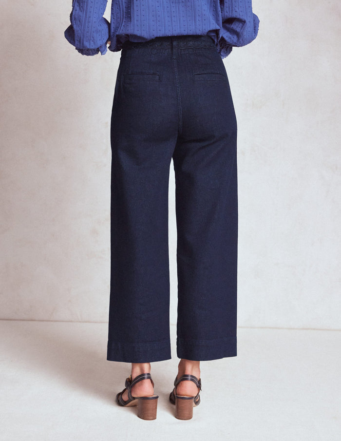 Patch Pocket Cropped Pants Indigo Braid