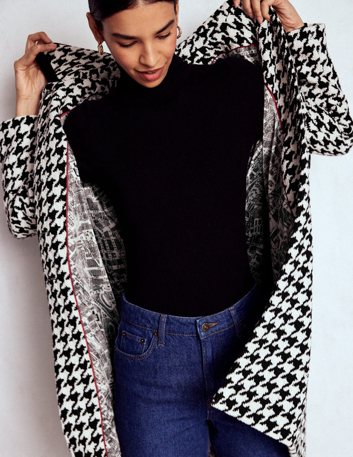 Edinburgh Swing Coat Black Dogstooth