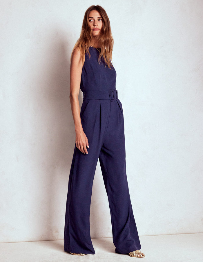 Gwen Slash Neck Jumpsuit Navy
