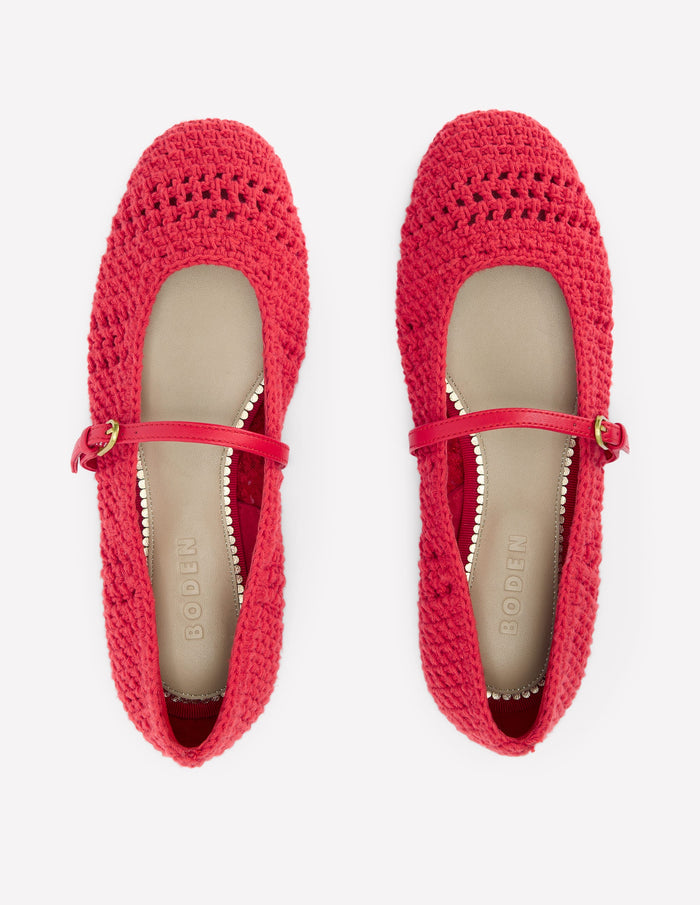 Crochet Mary Jane Flats Post box Red