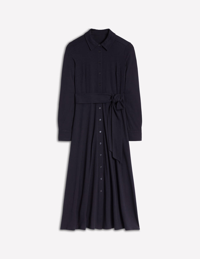 Marcia Jersey Shirt Dress Navy
