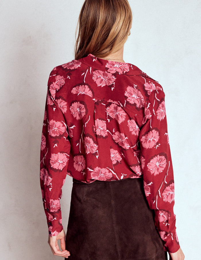Sienna Silk Shirt Red, Delicate Carnation