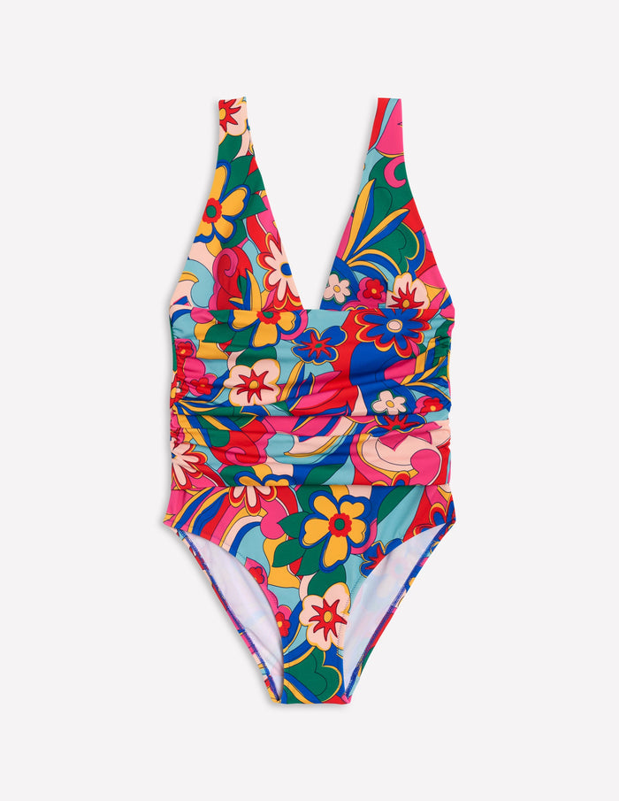 Mykonos Deep V Swimsuit Multi, Blossomy Pop