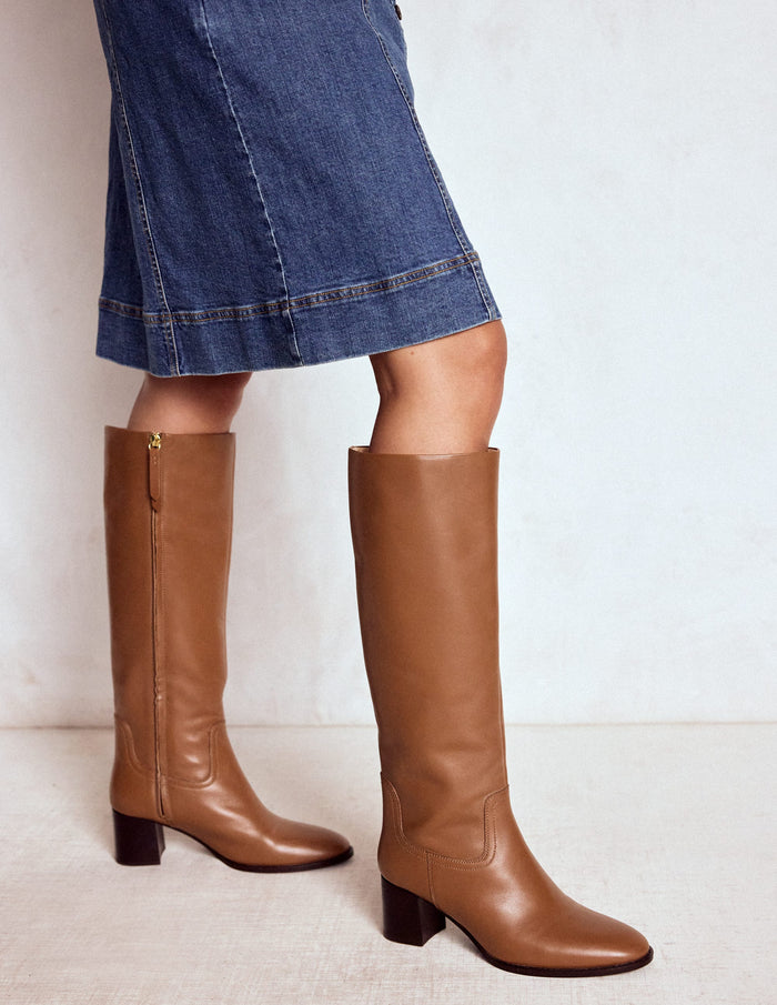 Skye Smart Knee Boots Tan