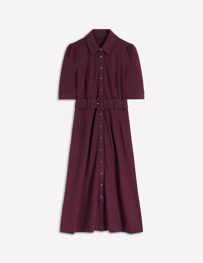 Anita Ponte Shirt Dress Dark Cherry