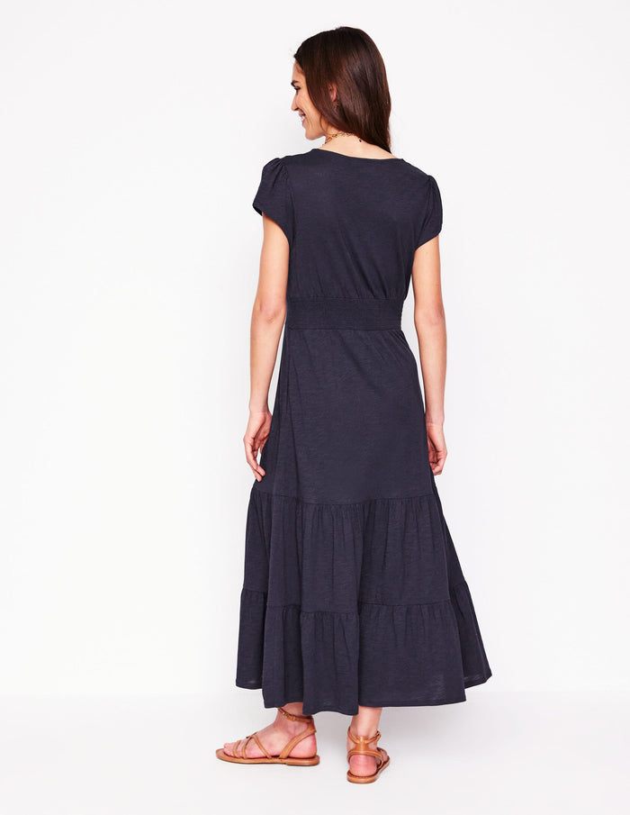 Eloise Tiered Jersey Dress Navy