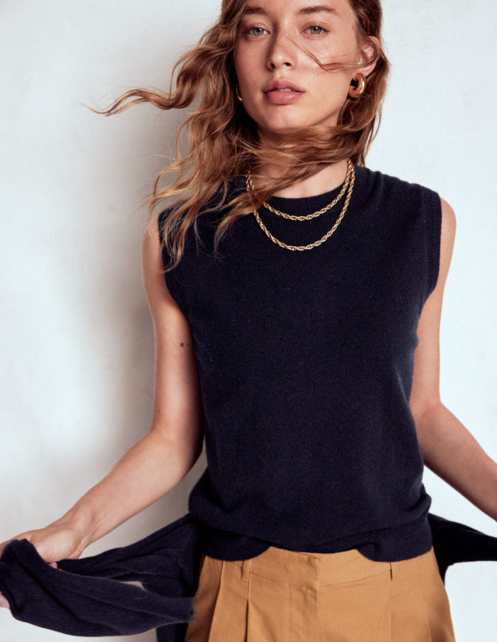 Eva Cashmere Vest Navy