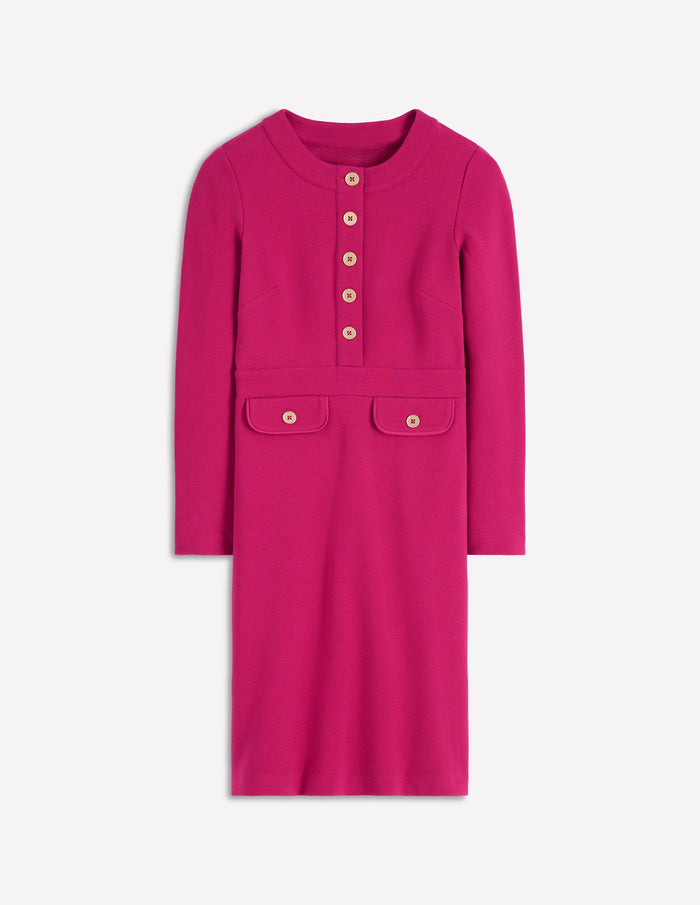 Lavinia Button Shift Dress Vibrant Pink