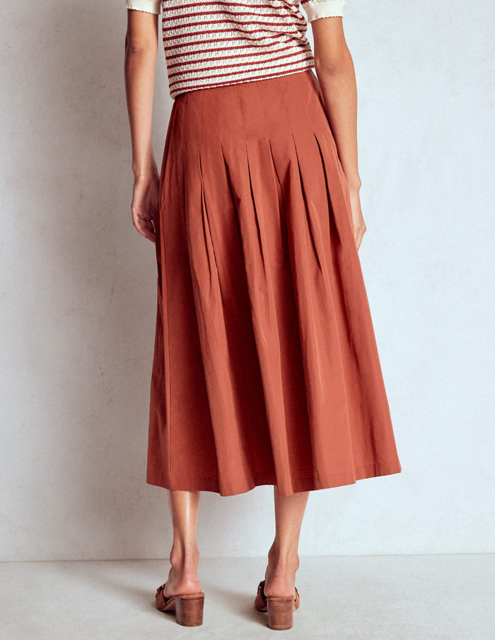 Valentina Taffeta Midi Skirt Roasted Chestnut Brown