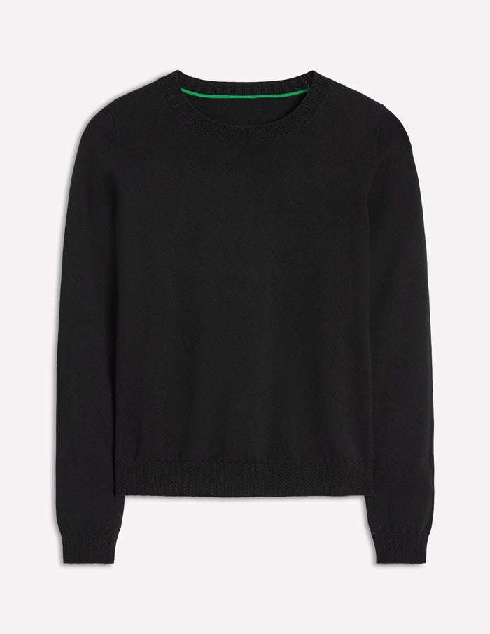 Emilia Cotton Crew Sweater Black