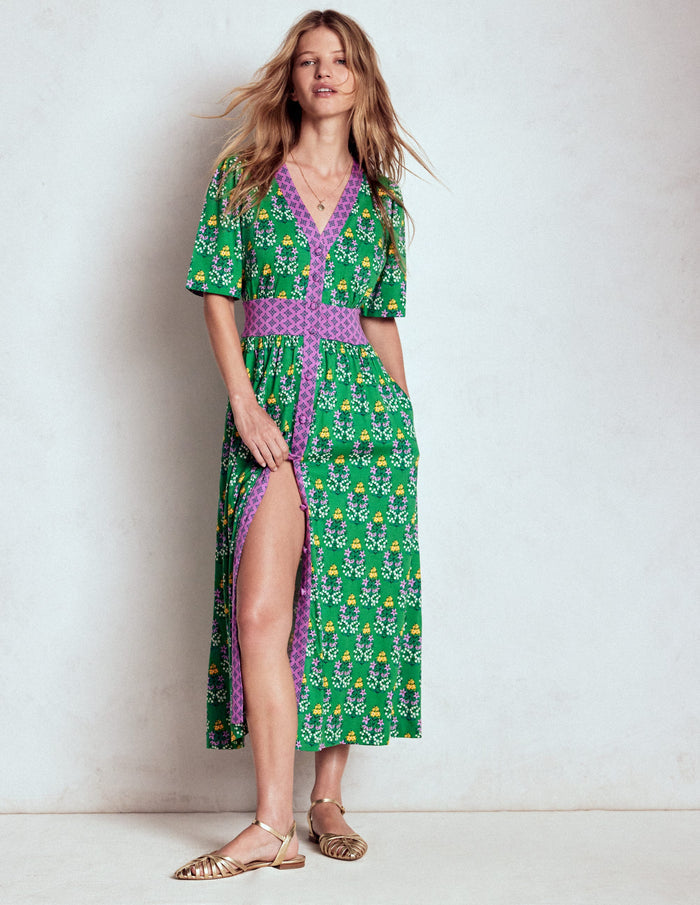 Natalia Jersey Tea Dress Rich Emerald, Wildflower