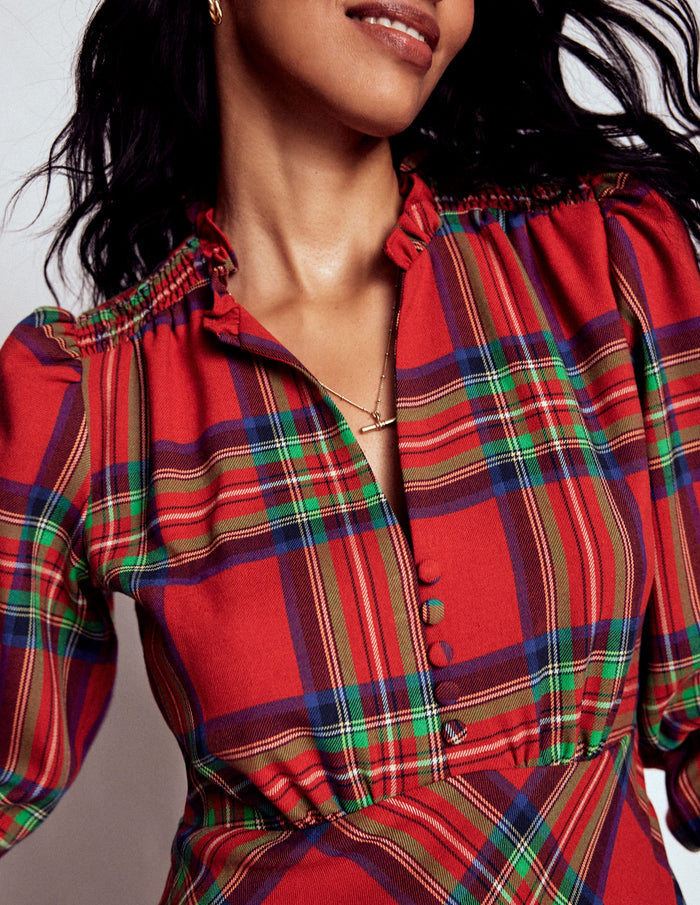 Cassie Check Tea Dress Red, Blue and Green Check