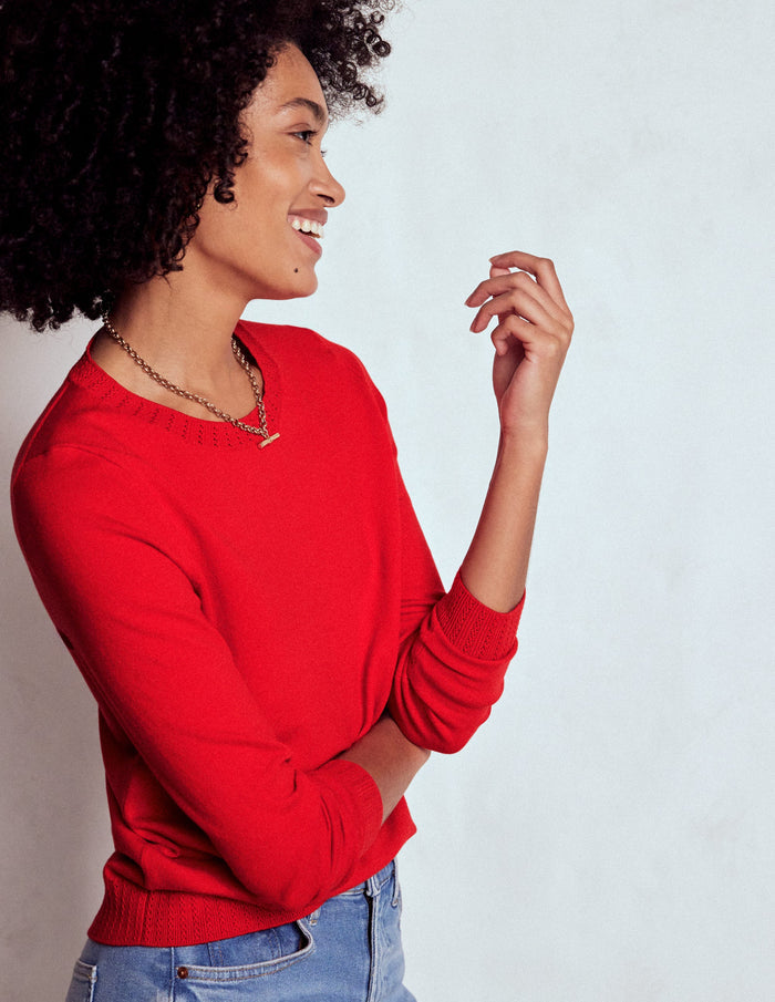 Emilia Cotton Crew Sweater Poppy Red