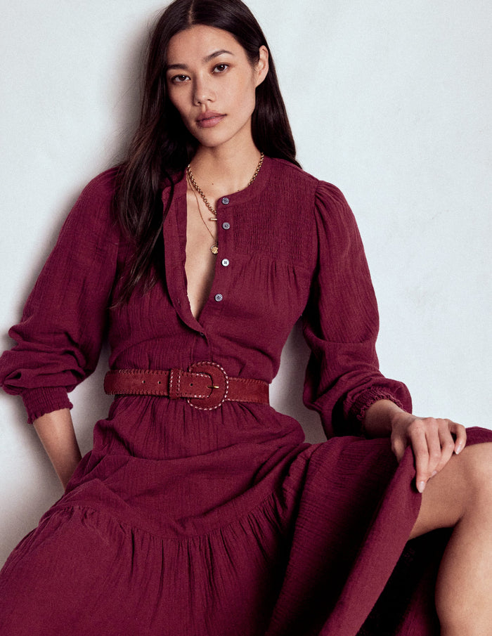 Cecily Double Cloth Midi Dress Deep Wisteria