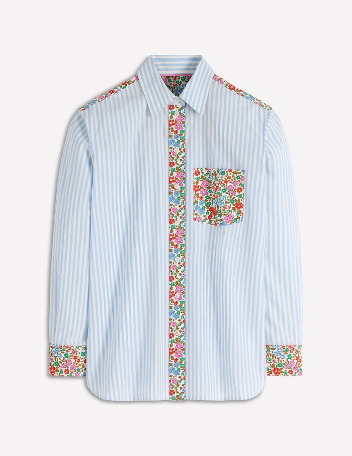 Sadie Relaxed Cotton Shirt Blue Stripe, Flowerbed Hotch