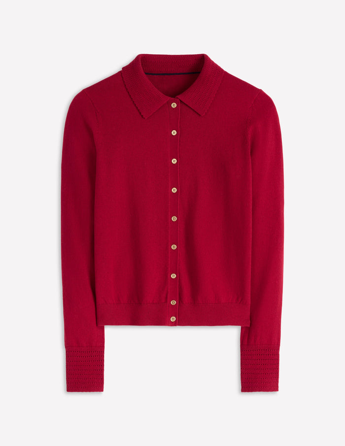 Briony Stitch Cardigan Red Liquorice
