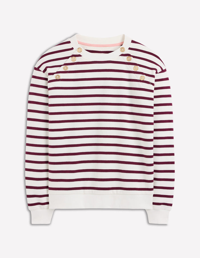 Button Detail Sweatshirt Deep Wisteria, Ivory
