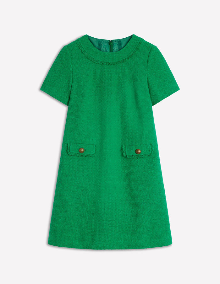 Evita Cotton Shift Dress Rich Emerald