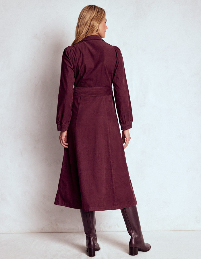 Clara Cord Midi Dress Dark Cherry