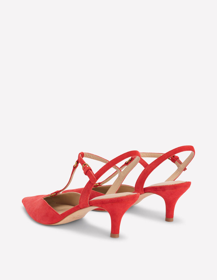 T-Bar Point Heels Post Box Red