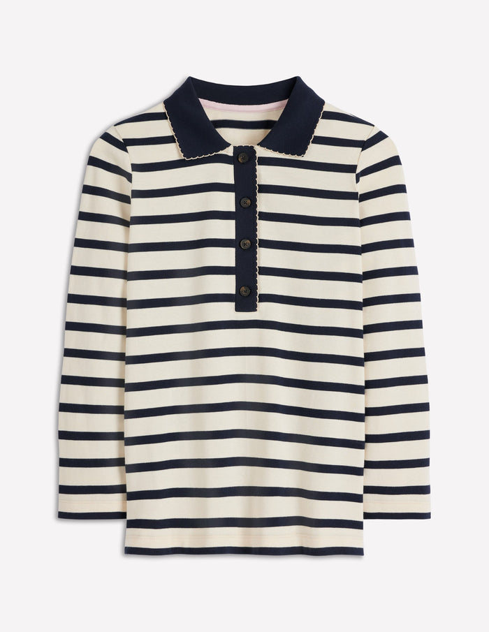 Collared Mariner Ivory and French Navy Stripe