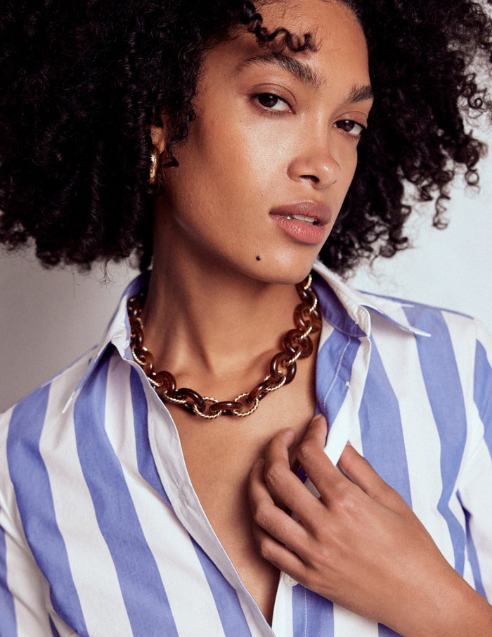 Chunky Resin Chain Necklace Brown