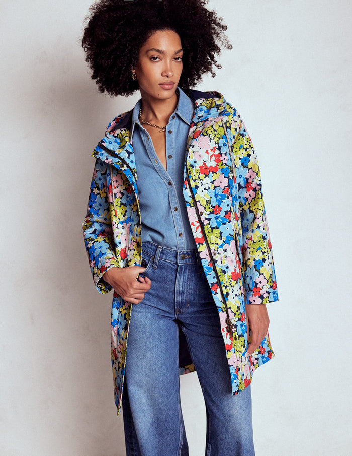 Wells Waterproof Hooded Coat Multi, Flowerbed Cluster