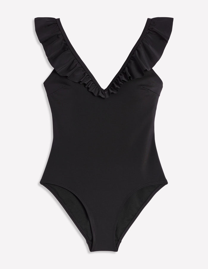 Evia Ruffle Swimsuit Black