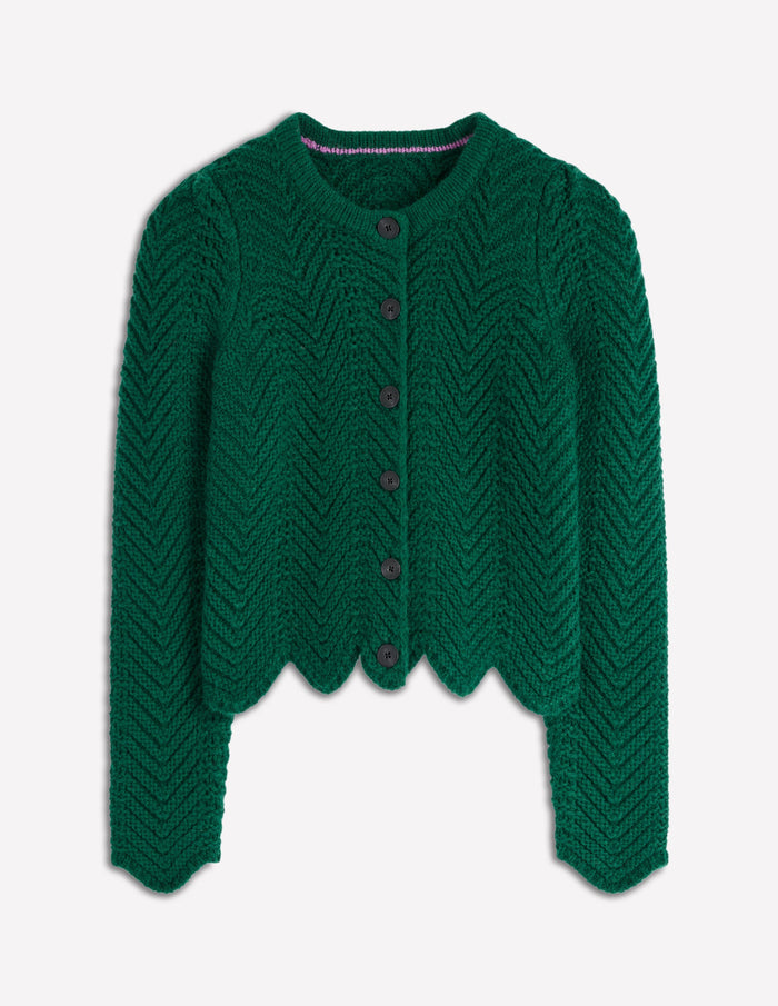 Chunky Chevron Knitted Jacket Emerald Night