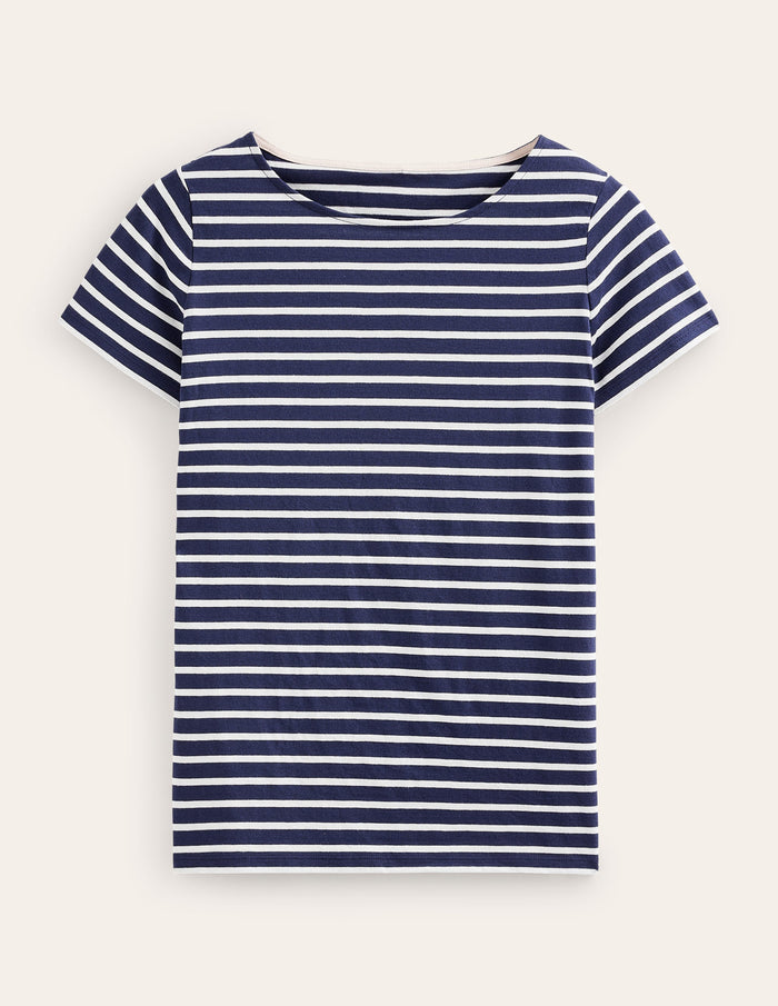 Ella Short Sleeve Breton Navy, Ivory