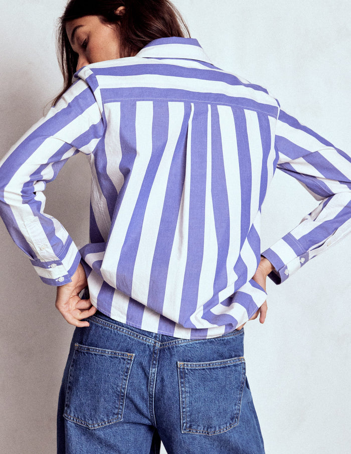 Sienna Cotton Shirt Bright Blue and Ivory Stripe