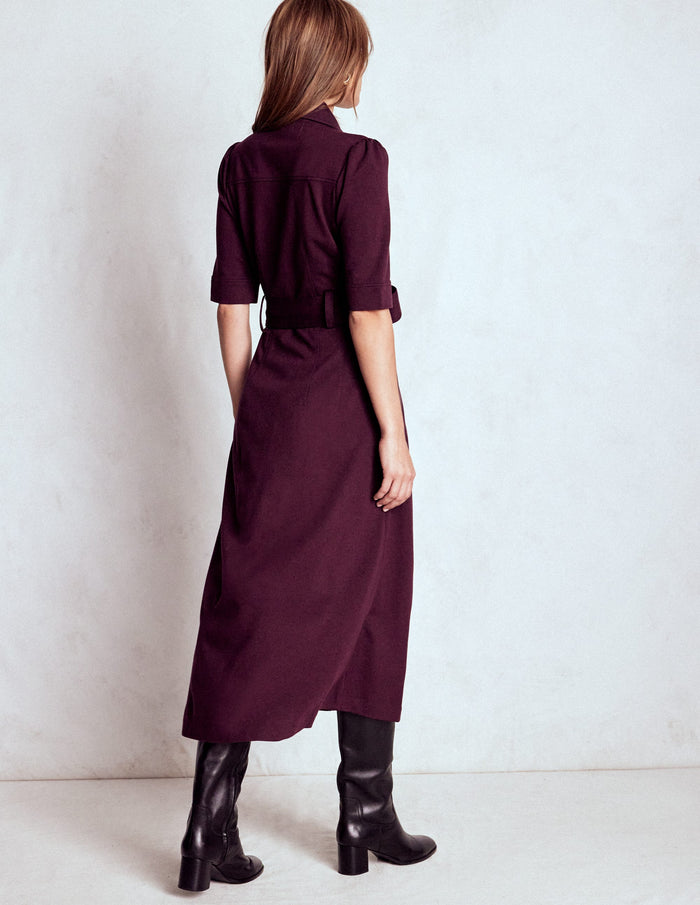 Anita Ponte Shirt Dress Dark Cherry