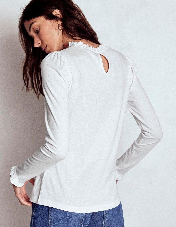 Supersoft Frill Detail Top White