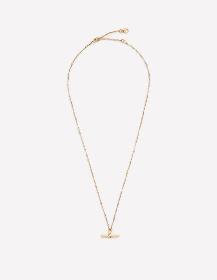 Fine T-bar Pendant Necklace Gold Colour