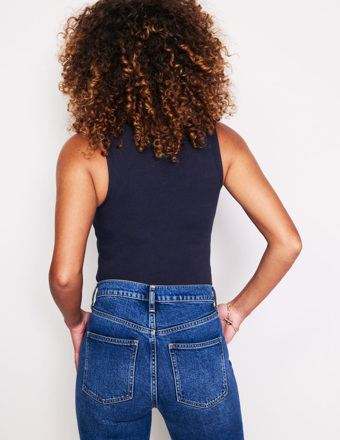Double Layer Scoop Neck Vest Navy