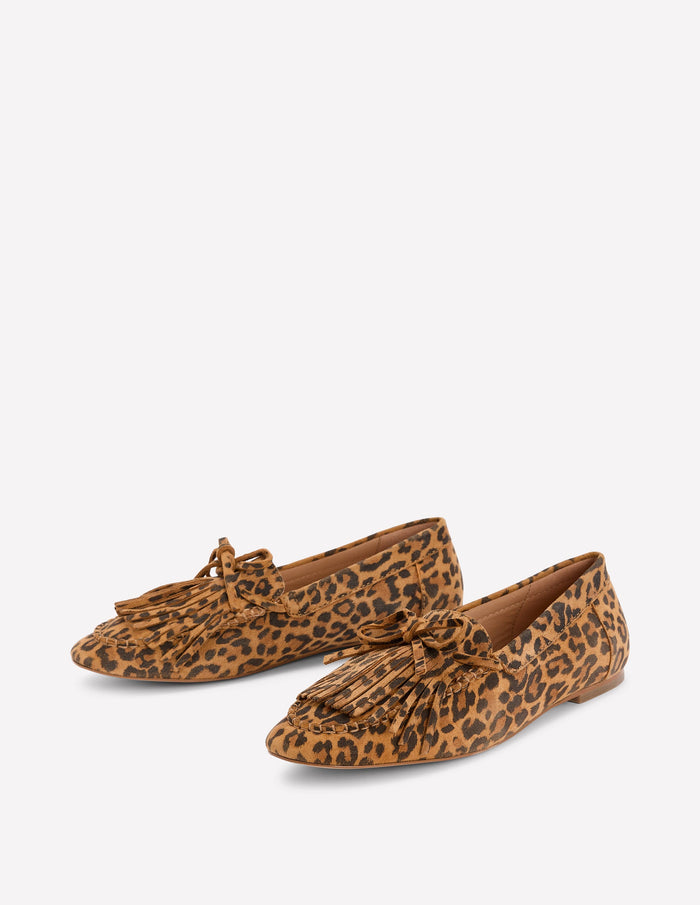 Soft Tassel Deck Shoes Leopard