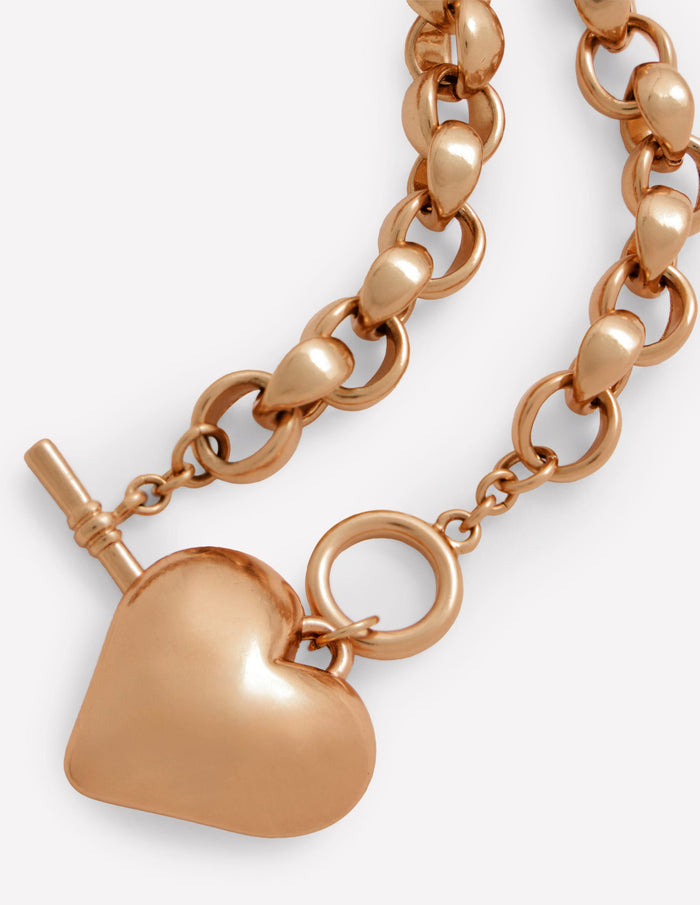 Chunky Heart Necklace Gold Colour